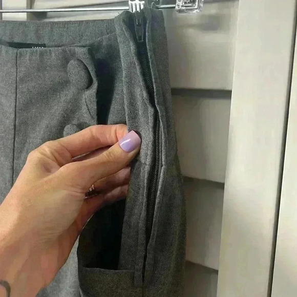 H&M High Waist Wide Leg Sailor Button Pants Size 6 Gray - Picture 6 of 6